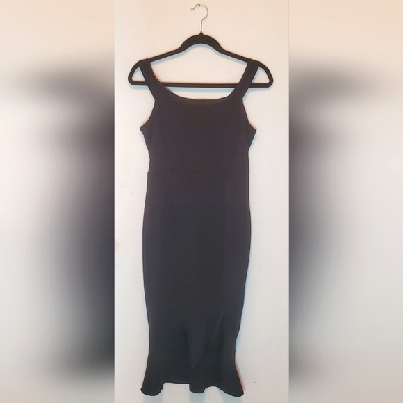 Black mini dress with asymmetrical ruffle - Picture 1 of 3